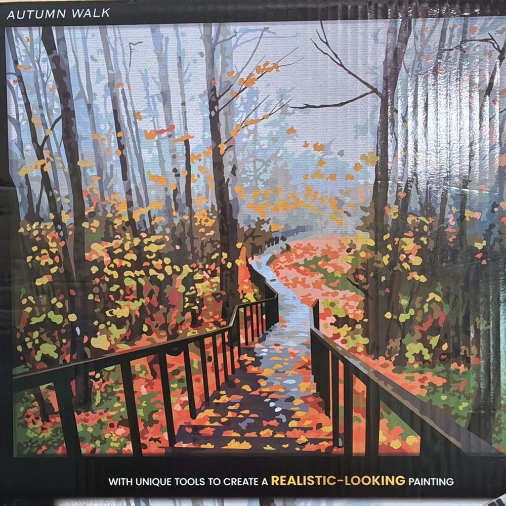 Art skills - Autumn Walk Paint By Number Canvas Activity - Picture 3 of 11